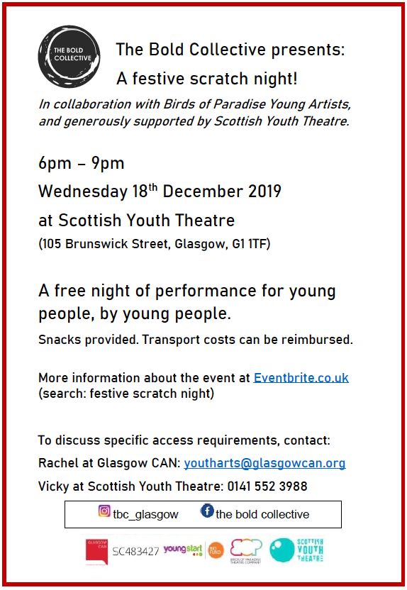 Easy Read poster of A Festive Scratch. Accessible PDF of poster is available below