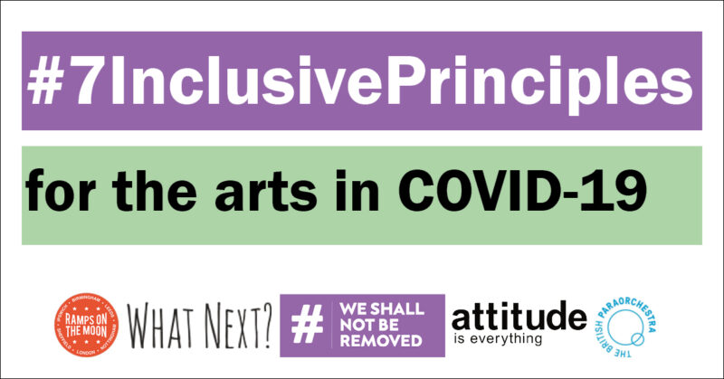 Graphic reads: 7 inclusive principles for the arts in covid-19