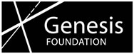 logo for Genesis Foundation: White text on a black background